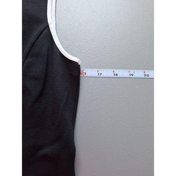 Talbots Womens Black Sleeveless Top XS White Trim Teardrop Neck Cutout Corpcore - Picture 6 of 7